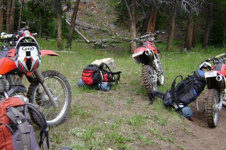 a motorcycle parked on the grass